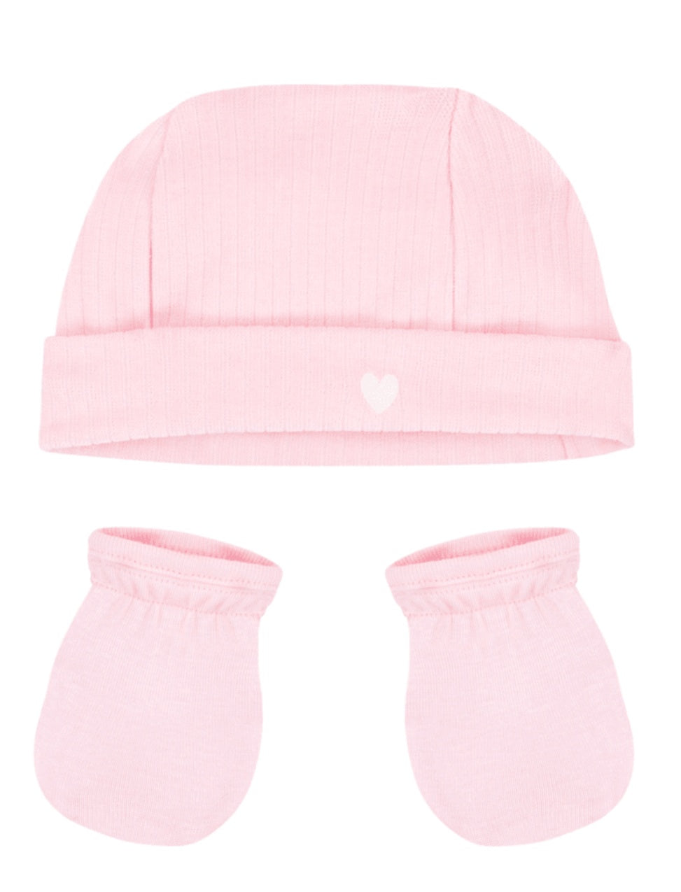 Petit Bateau Set van katoenen babymuts en -wanten roze