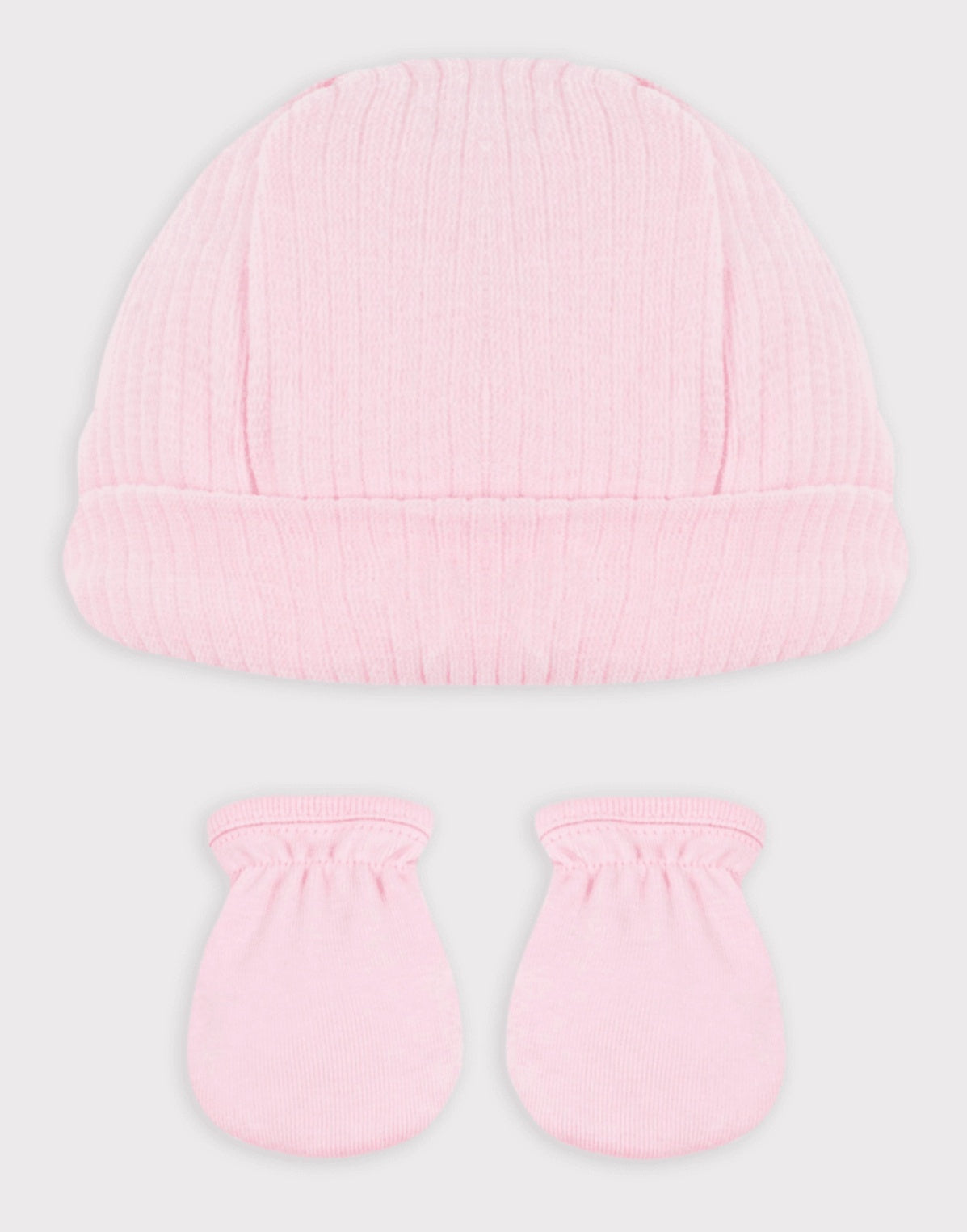 Petit Bateau Set van katoenen babymuts en -wanten roze