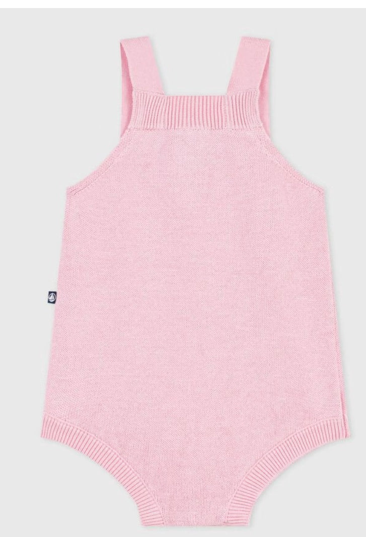 Petit Bateau Korte kruippakje van gebreid ajourkatoen voor baby's roze
