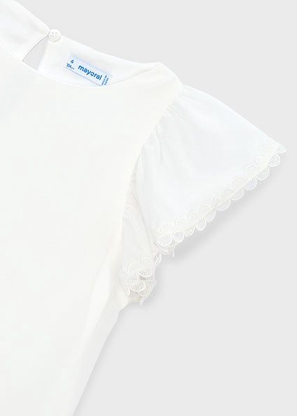 Mayoral Gauze blouse with lace trim