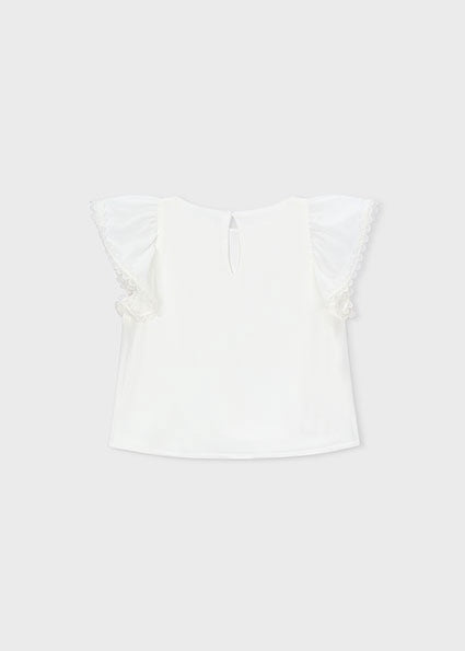 Mayoral Gauze blouse with lace trim