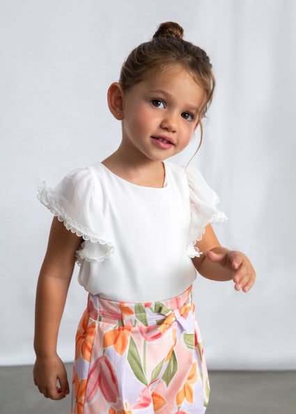 Mayoral Gauze blouse with lace trim