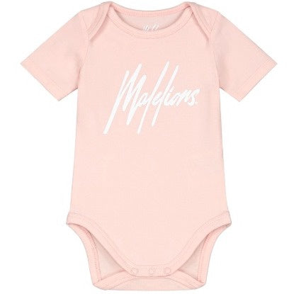 Malelions Baby Signature Short Sleeve Bodysuit Roze