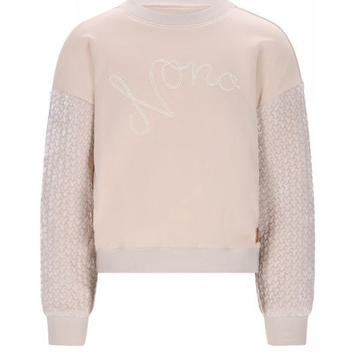 NONO Konono Sweater with velvet contrast sleeves