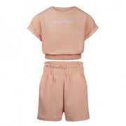 No Way Monday meisjes set shirt shorts roze badstof