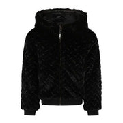 No Way Monday meisjes jack zwart imitatiebont capuchon