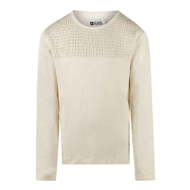 No Way Monday meisjes longsleeve off white gesmokt