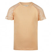 No Way Monday meisjes T-shirt zacht oranje kanten mouw