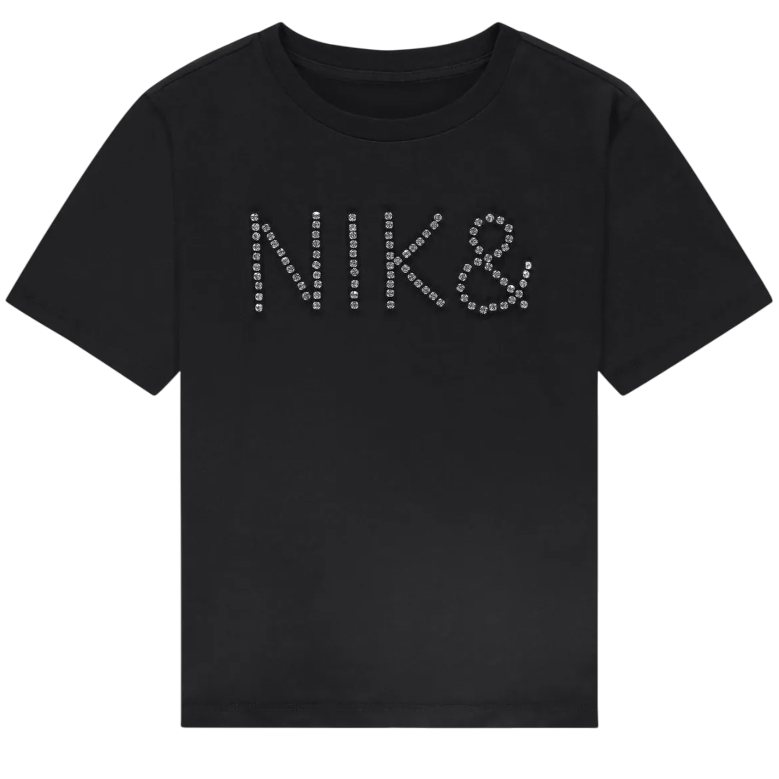 Nik & Nik T-shirt met logo van strass steentjes zwart
