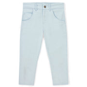 Mitch & Son Boys Blue Twill Trousers with Logo on One Leg