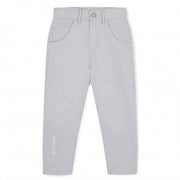 Mitch & Son Boys Grey Mist Twill Trousers with Logo on One Leg