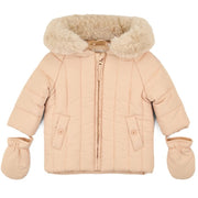 Mitch & Son Mini Boys Beige Padded Coat with Detachable Mitts & Fur Lined Hood