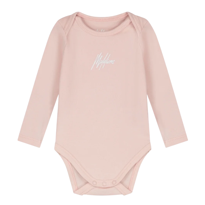 Malelions Baby Long Sleeve Bodysuit  Light Pink