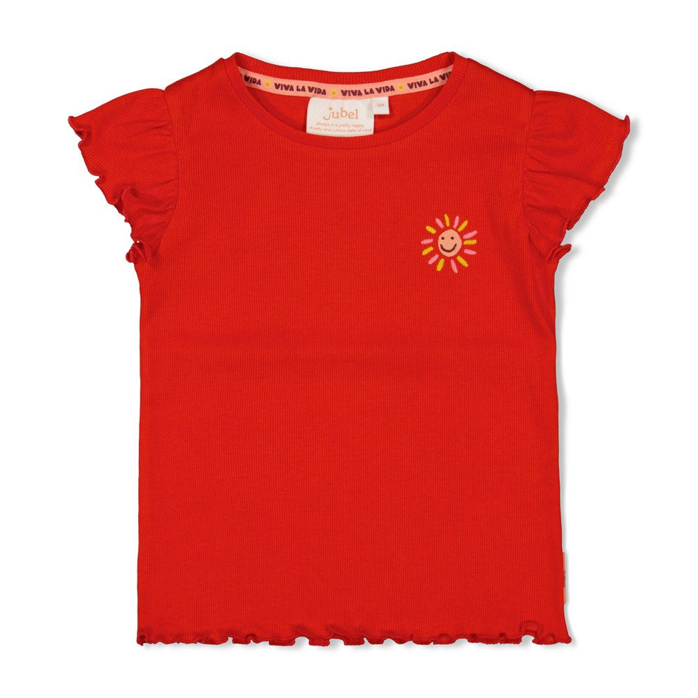 Jubel T-shirt rib - Salsa Sunset rood