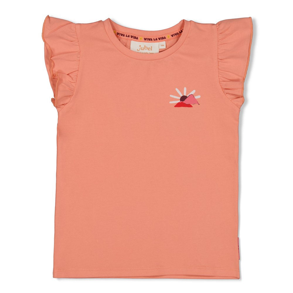 Jubel 	T-shirt met backprint - Salsa Sunset zalm