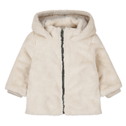 Dirkje meisjes winterjas off white capuchon imitatiebont