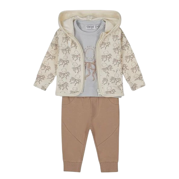 Dirkje jongens baby set T-shirt vest broek lichtblauw bruin Dirkje jongens baby set T-shirt vest broek lichtblauw bruin