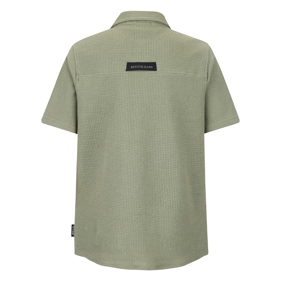 Retour jongens blouse korte mouw army groen Reinout
