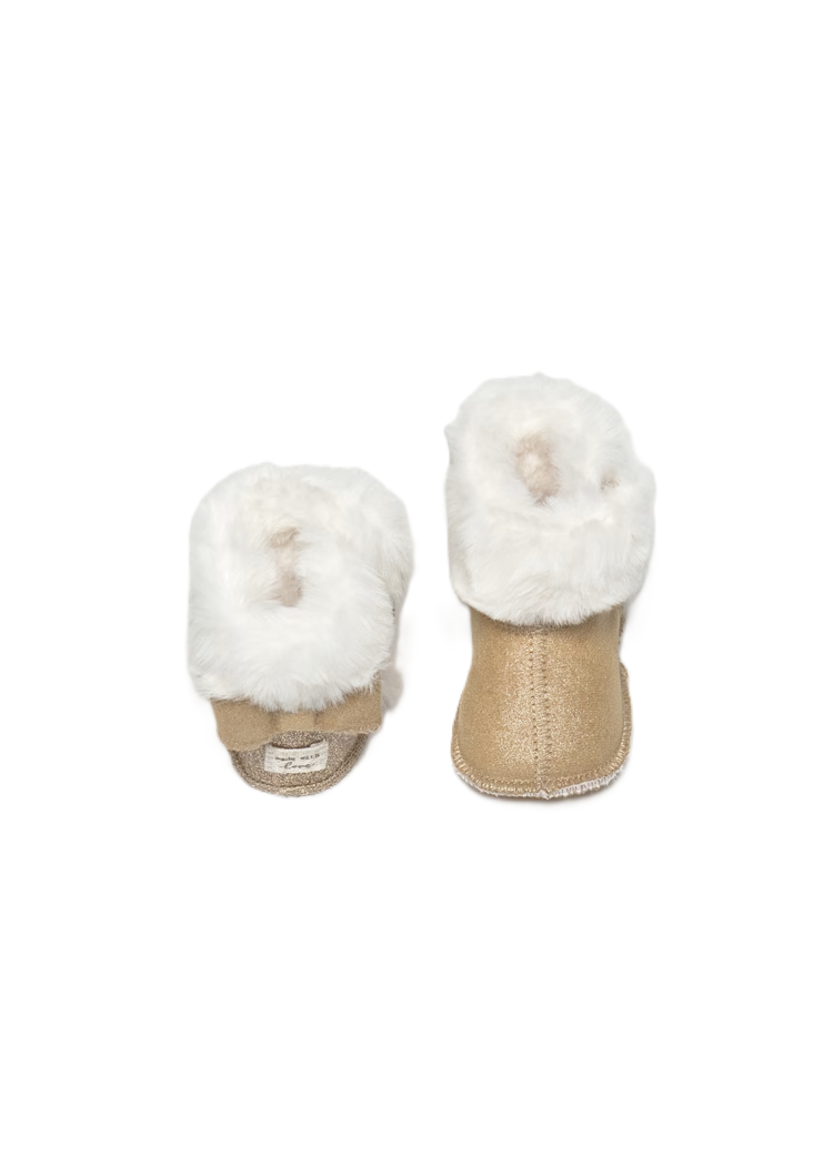 Mayoral Newborn girl fur boots Almond