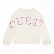 Guess meisjes trui wit roze glitter logo