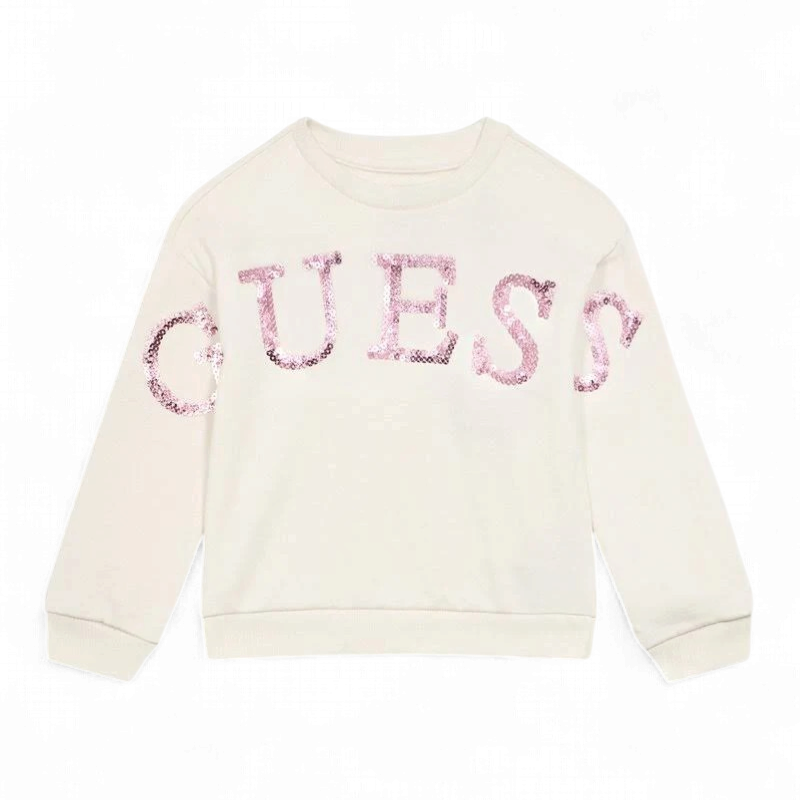 Guess meisjes trui wit roze glitter logo