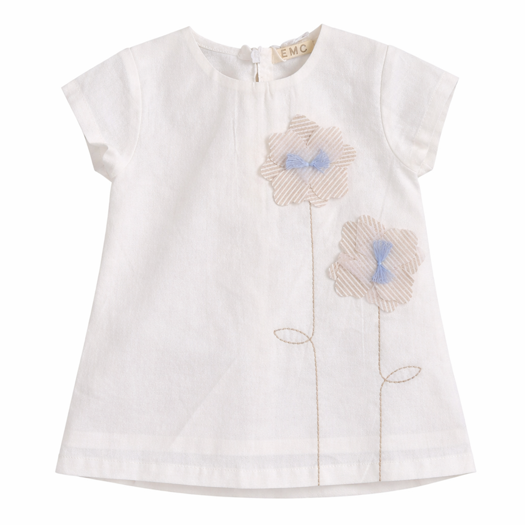 EMC baby meisjes jurk wit blauwe bloem