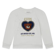 Guess meisjes en baby  trui wit hartje beer