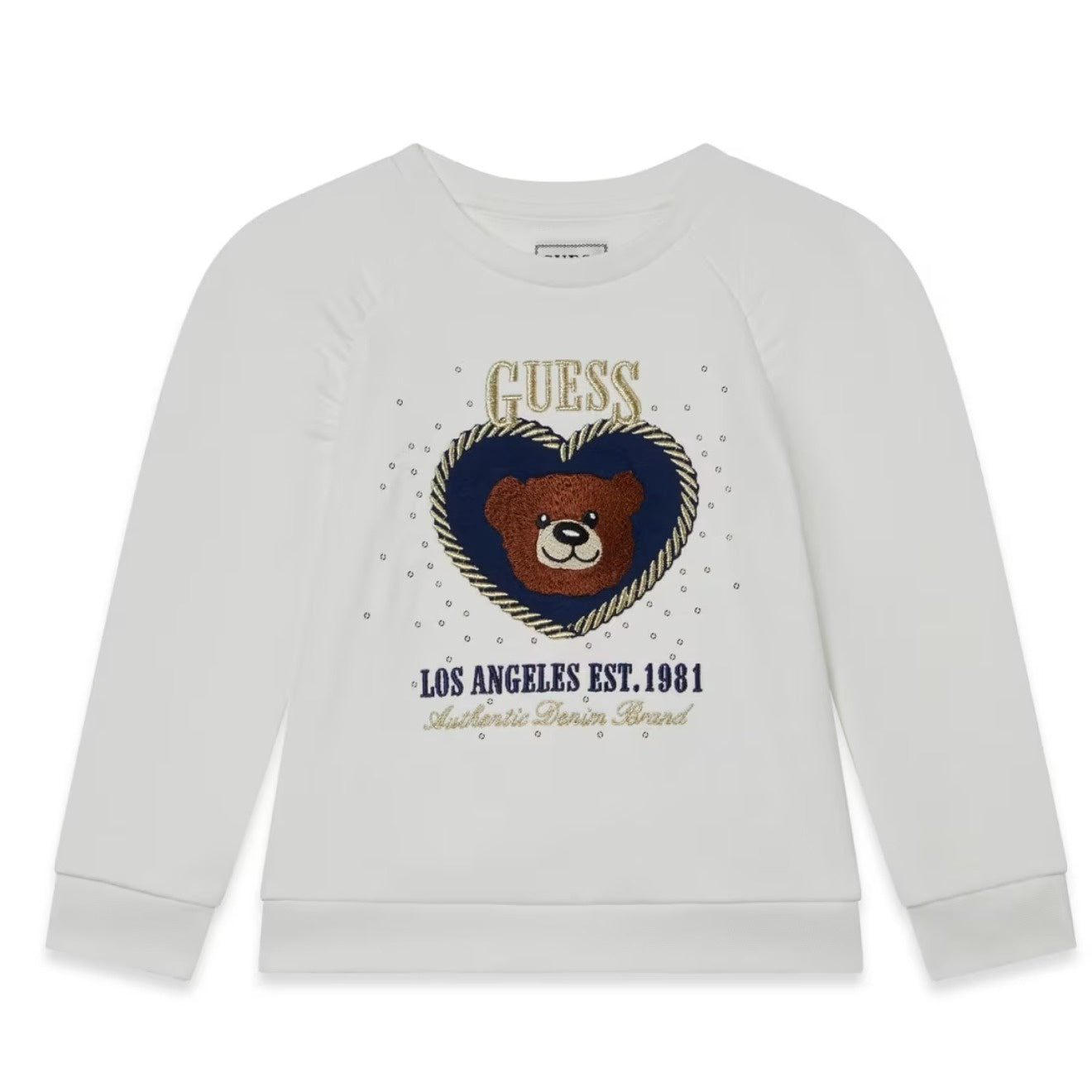 Guess meisjes en baby  trui wit hartje beer