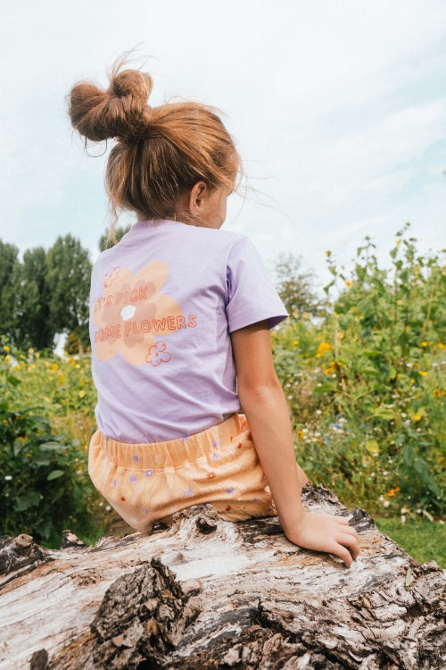QPI meisjes tshirt paars bloem