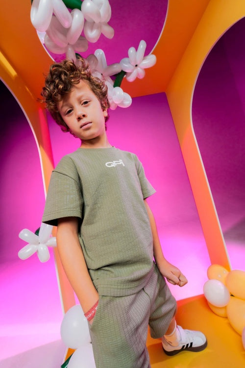 QPI jongens short army groen