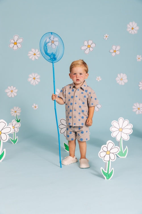 QPI baby jongens short beige blauw