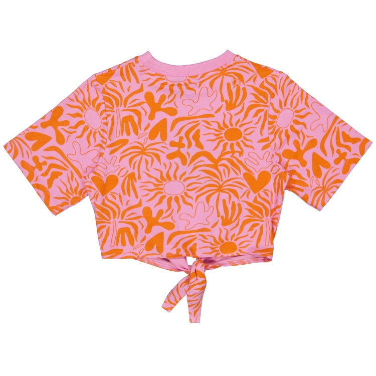 Quapi meisjes shirt roze/oranje knoop