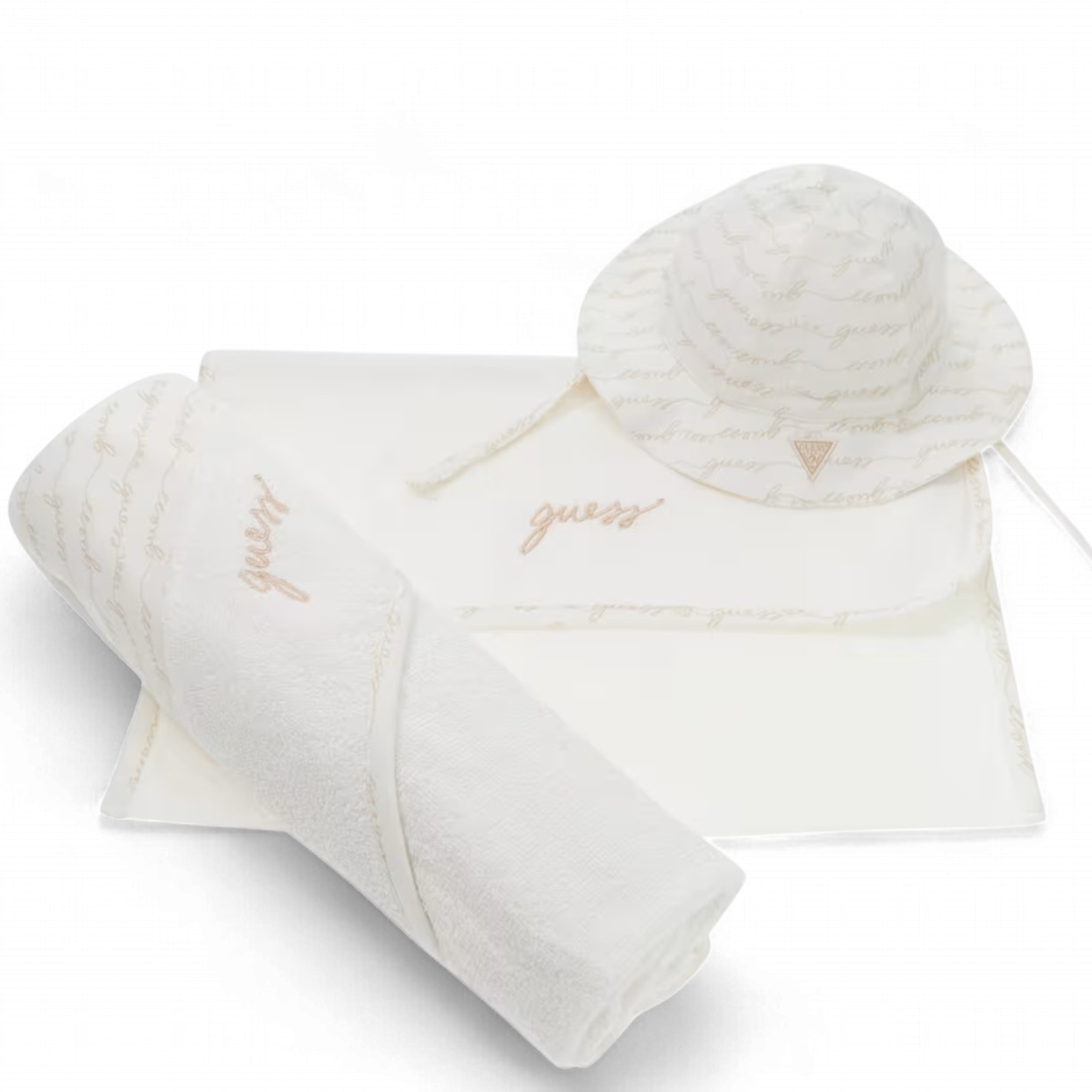 Guess baby hoedje en deken beige