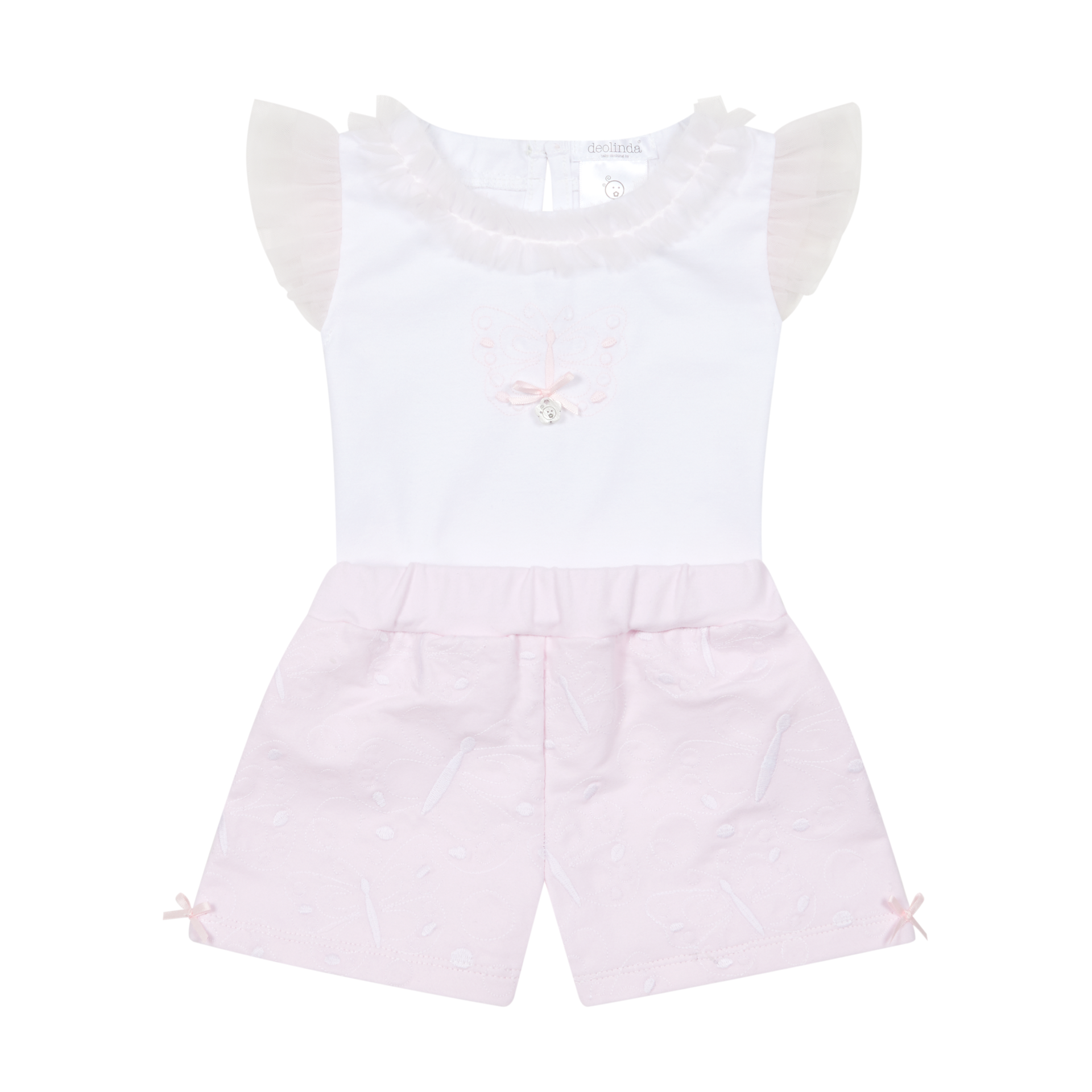 Deolinda baby meisjes set roze/wit vlinder