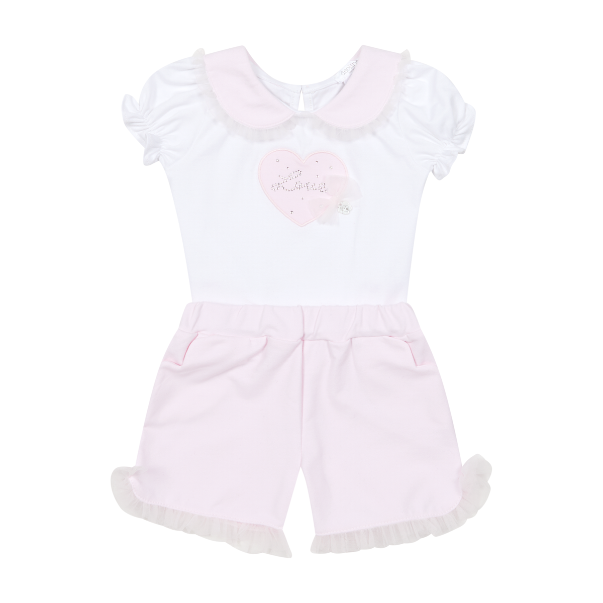 Deolinda baby meisjes set roze/wit hart