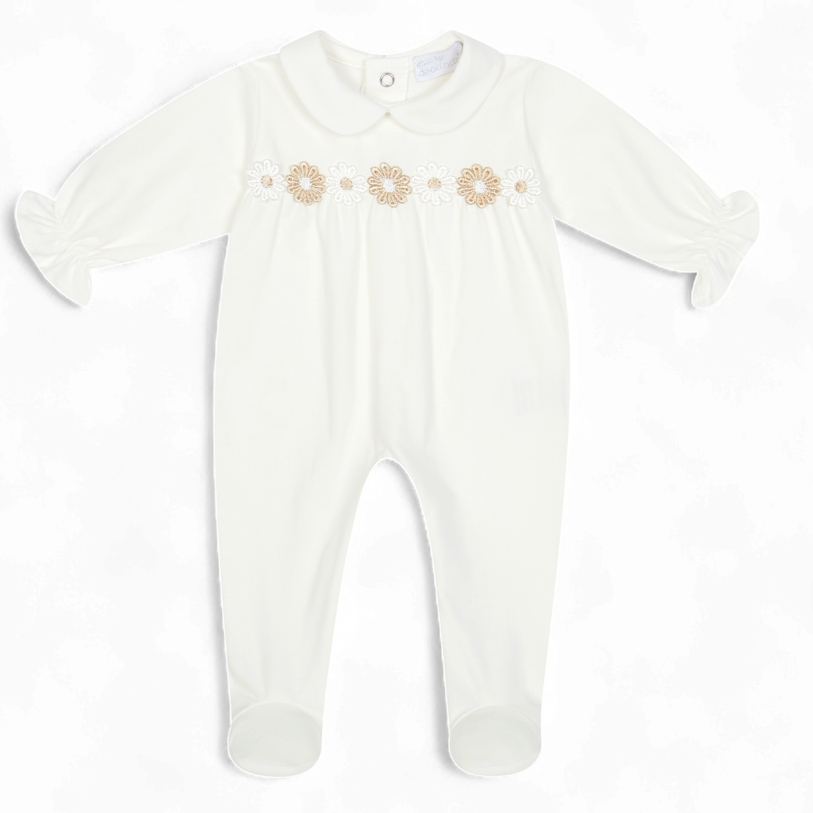 Deolinda baby meisjes boxpakje beige/wit bloemen