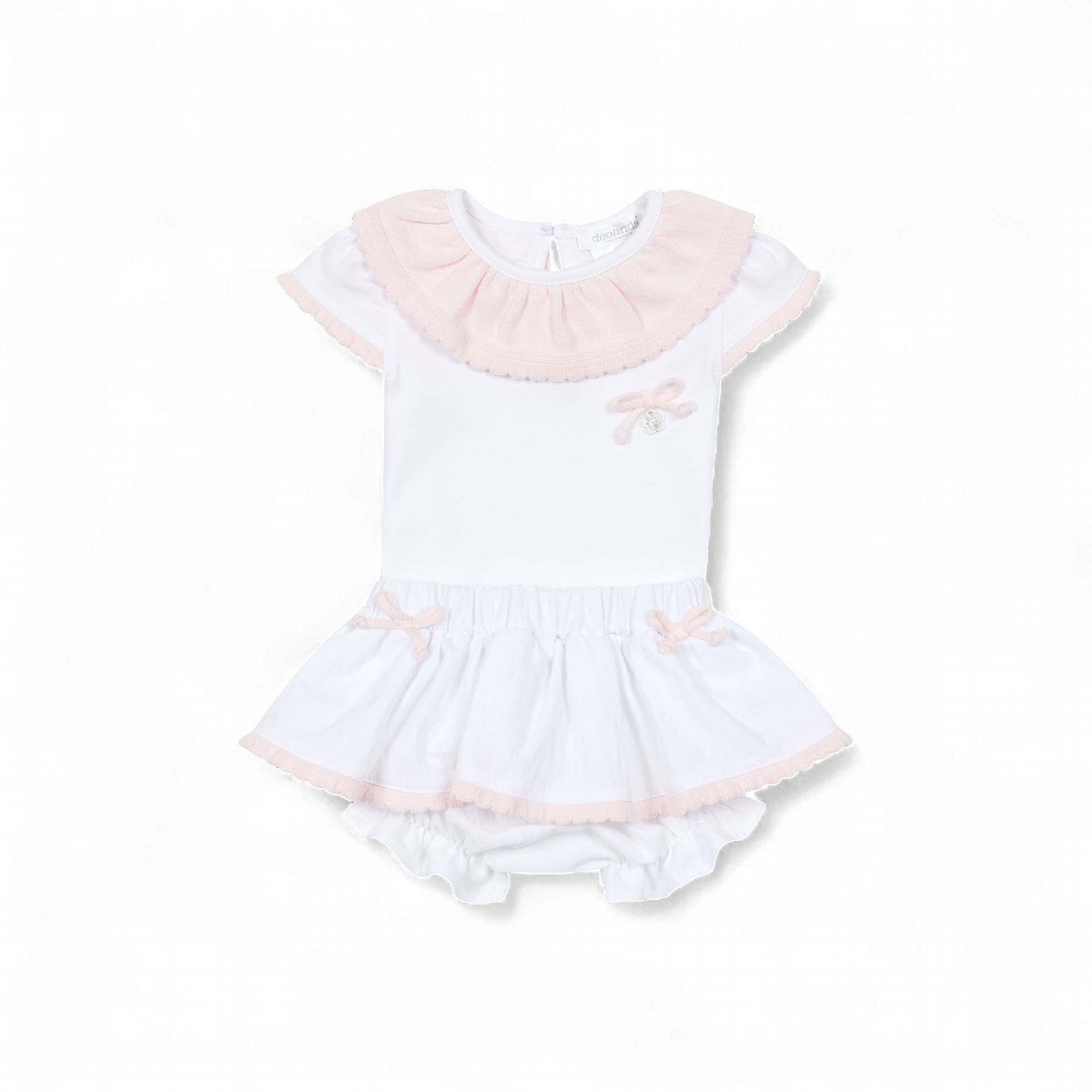 Deolinda baby meisjes set roze/wit strik