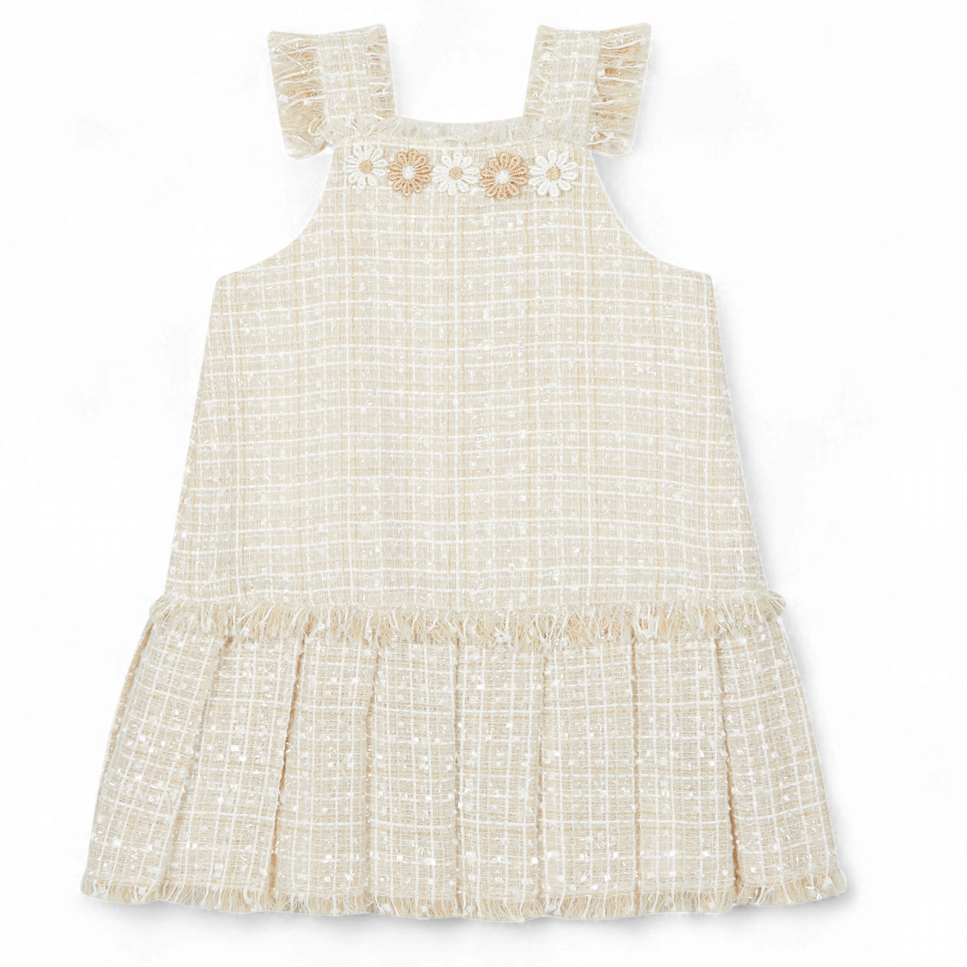 Deolinda baby en meisjes jurk beige/wit bloemen