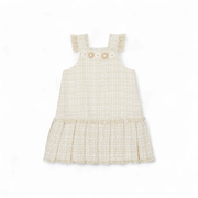 Deolinda baby en meisjes jurk beige/wit bloemen