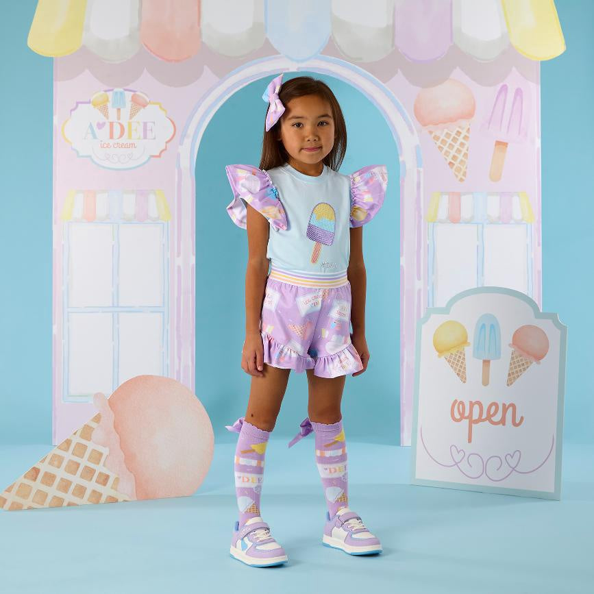 A’Dee Sia ice cream print rok set (Soft Blue)