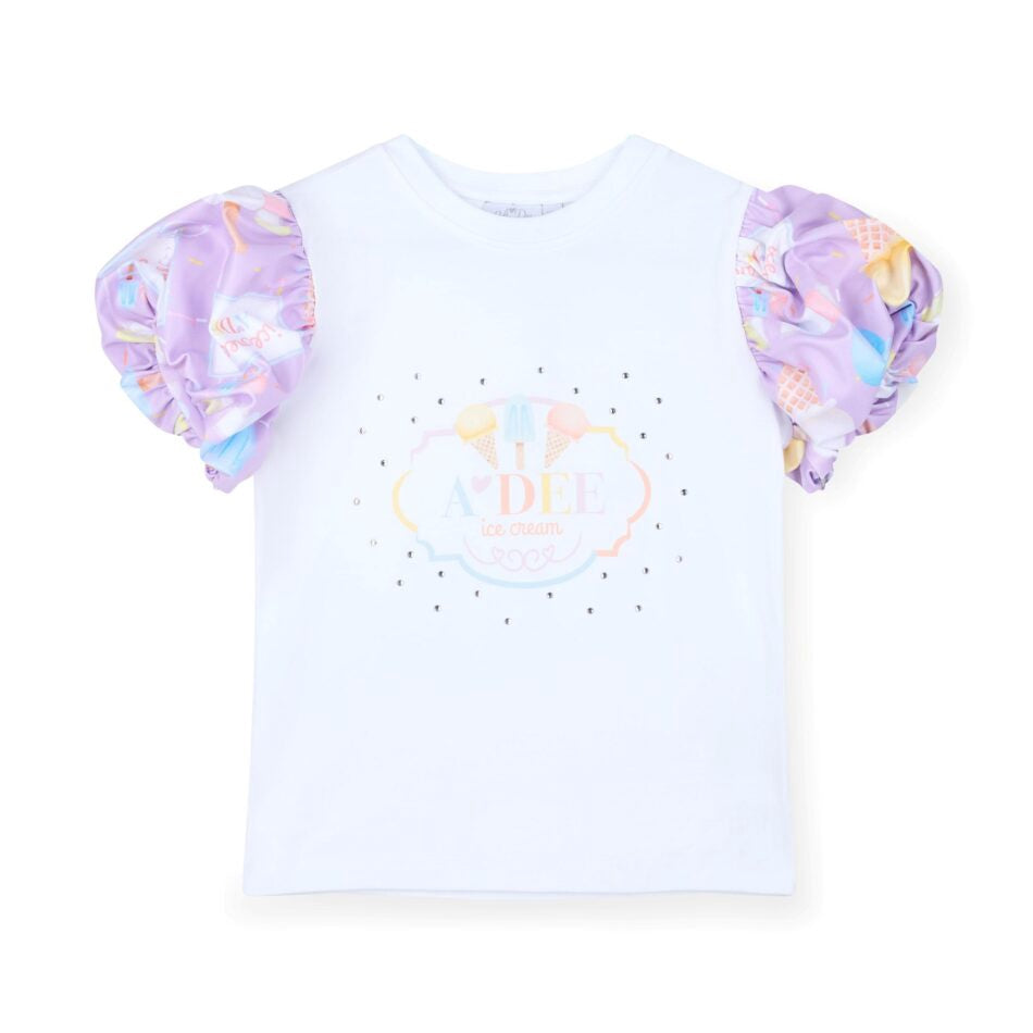 A’Dee Sally ice cream print frill rok set (Bright White)