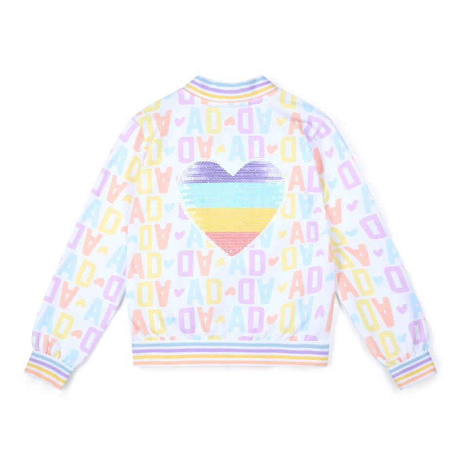 A’Dee Sassy loge print bomber (Bright White)