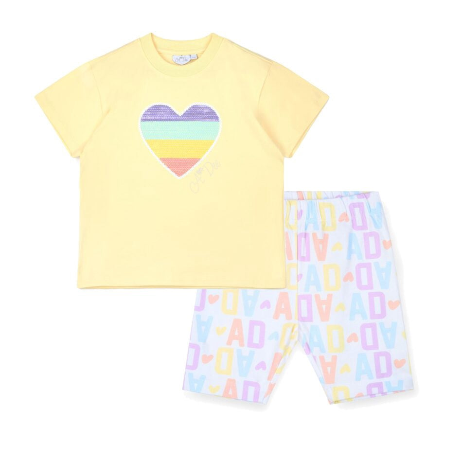 A’Dee Saz loge print fietsbroek set (Lemon Cake)