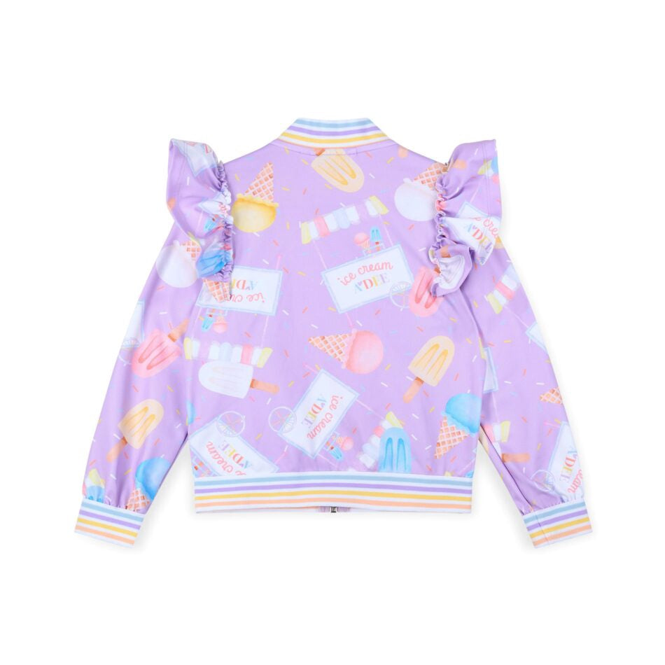 A’Dee Stephanie ice cream print frill bomber (Lilac Dreams)