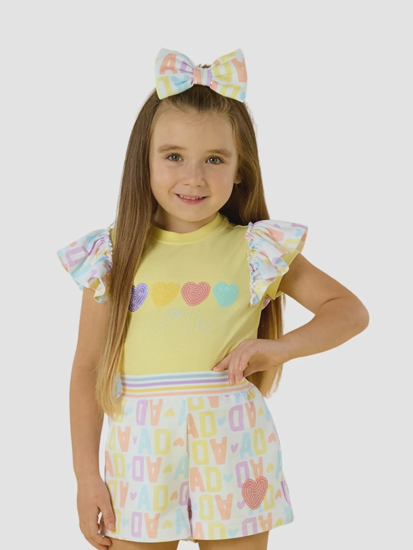 A'Dee Meisjes Set Short Sienna Initial Lemon Cake