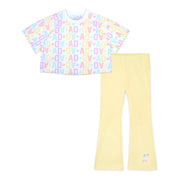 A’Dee Samantha loge print flare set (Bright White)
