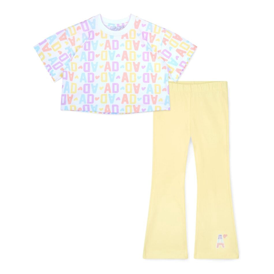 A’Dee Samantha loge print flare set (Bright White)