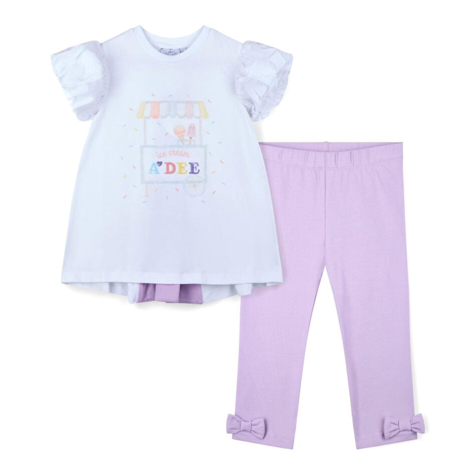 A’Dee Skyler ice cream kar legging set (Bright White)