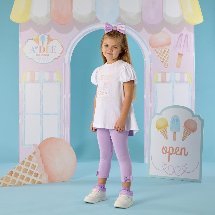 A’Dee Skyler ice cream kar legging set (Bright White)