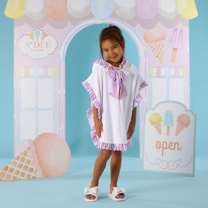 A’Dee Rosie ice cream print poncho (Bright White)